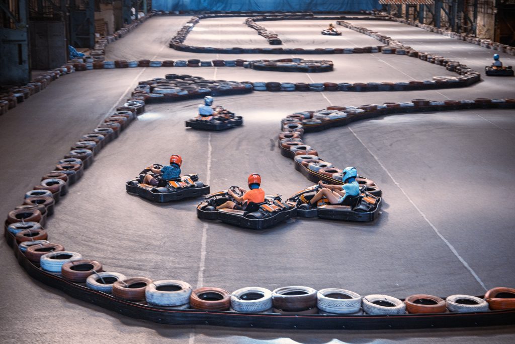 Go kart race on an outdoor track near Dublin