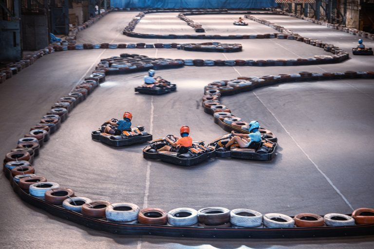 Go kart race on an outdoor track near Dublin