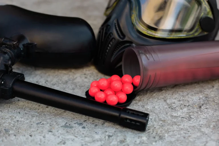 Ammunition and paintball equipment. Balls of paint for shots. Extreme team play.